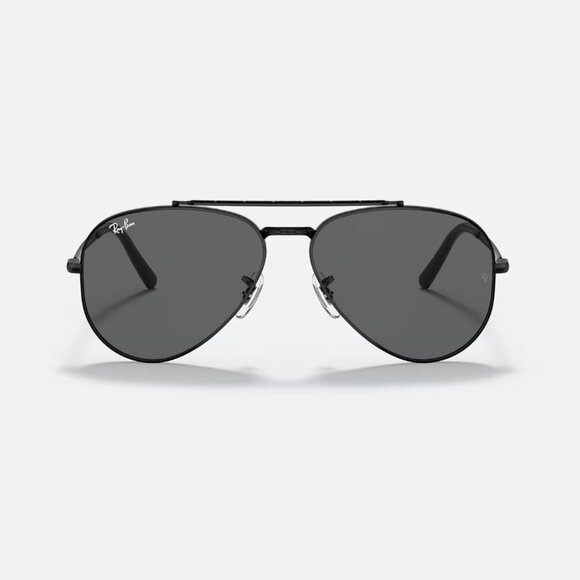 Ray-Ban Black Aviator Sunglasses Polished Black Dark Gray Lenses EUC main image 3